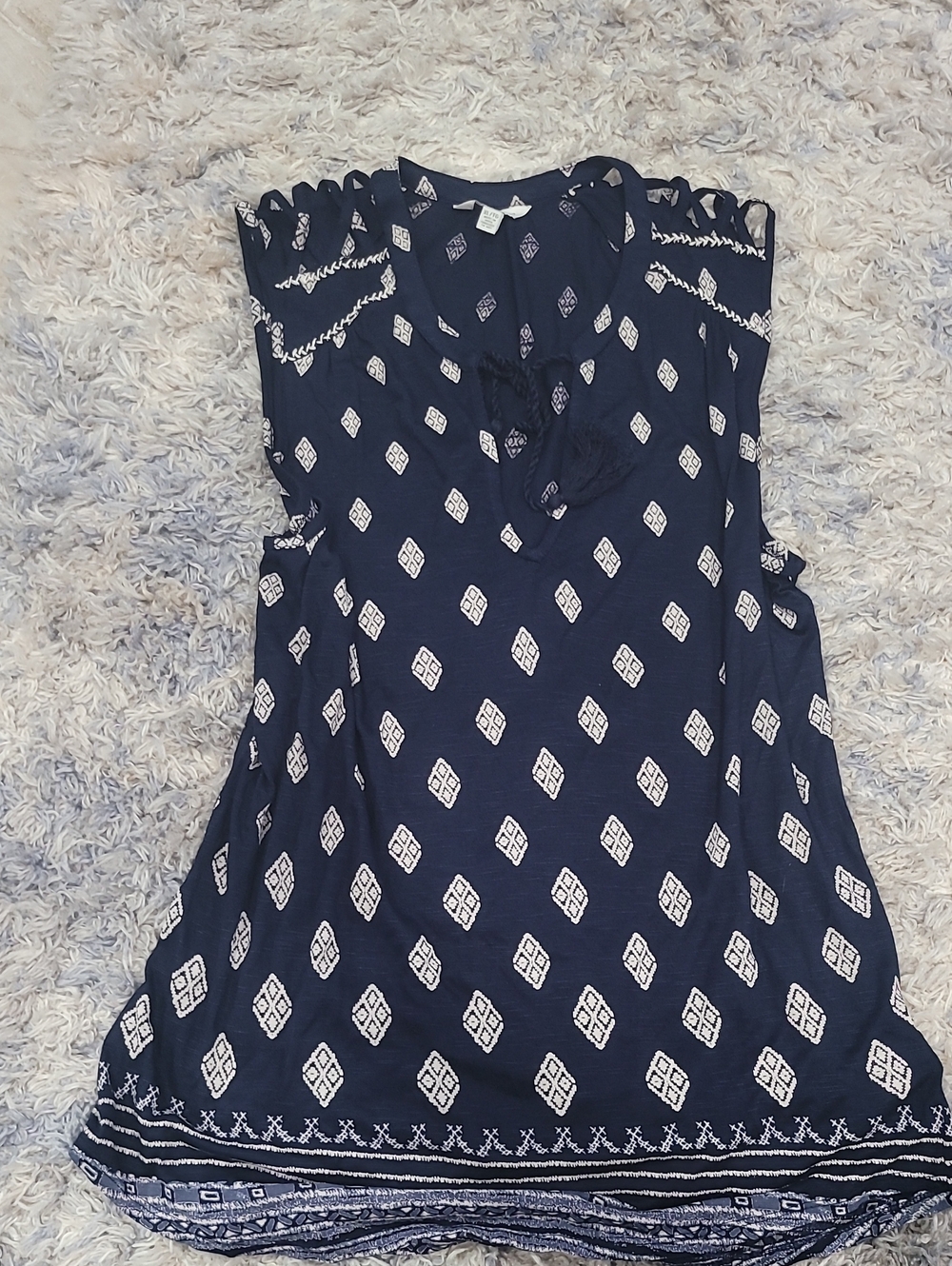 5 For $25:Lucky Brand Navy Sleeveless Printed Camisole